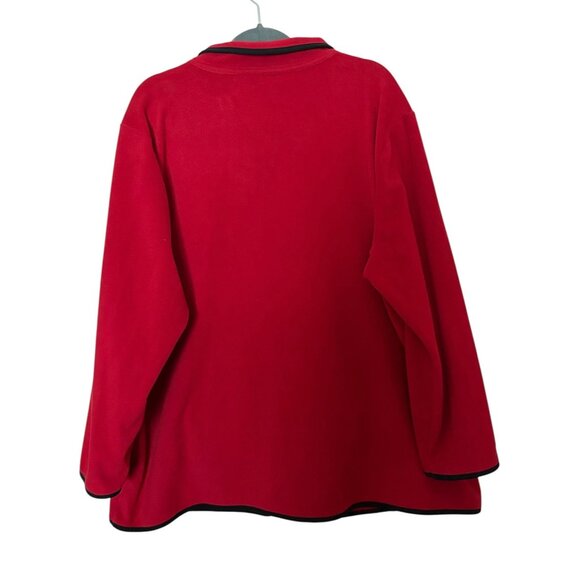 Susan Graver Weekend 3X Red Fleece Snap-Front Jacket Black Trimmed Collar Pocket - Picture 6 of 12